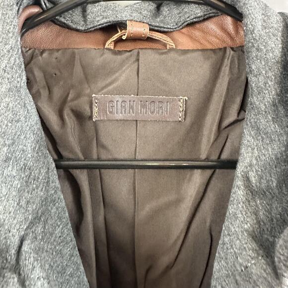 Gian Mori Leather Jacket Mens 3XL Sheepskin Moto Quilted Hooded Brown Zip Biker - Picture 6 of 16